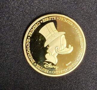 First Euro Of Uncle Scrooge Walt Disney Gold Plated Coin Collectible Euro Munt