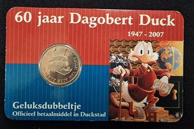 Scrooge Lucky Dime 60 Jaar Dagobert Duck Geluksdubbeltje 2007 Disney CoinCard