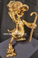 Scrooge Mc Duck with walking Stick Chromed Gold Replica Pop Art Sculpture 